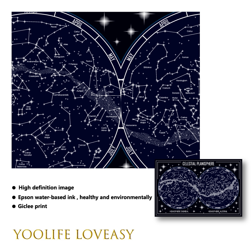 Thiên Planisphere Bản Đồ Vải P - đánh giá và giá Star Map Poster