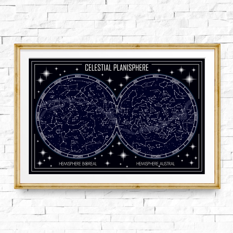 Thiên Planisphere Bản Đồ Vải P - đánh giá và giá Star Map Poster